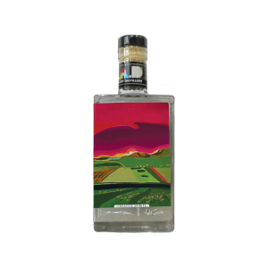 MAD London Dry Gin 'Land' painting by Yasmin Davidson 'Machair Stripes’ © Modern Art Distillery 2023 70cl bottle side 2 creative spirits
