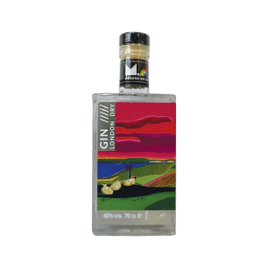 MAD London Dry Gin 'Land' painting by Yasmin Davidson 'Machair Stripes’ © Modern Art Distillery 2023 70cl bottle side 1 40% ABV