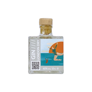 MAD London Dry Gin 'Sea' painting by Lu Cornish 'The Call of the Sea’ © Modern Art Distillery 2023 10cl bottle front view 40% ABV botanicals includes Sumac.