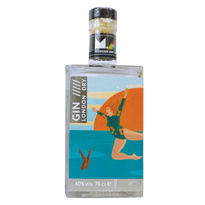 MAD London Dry Gin 'Sea' painting by Lu Cornish “The Call of the Sea’ © Modern Art Distillery 2023 70cl bottle side 1 40% ABV