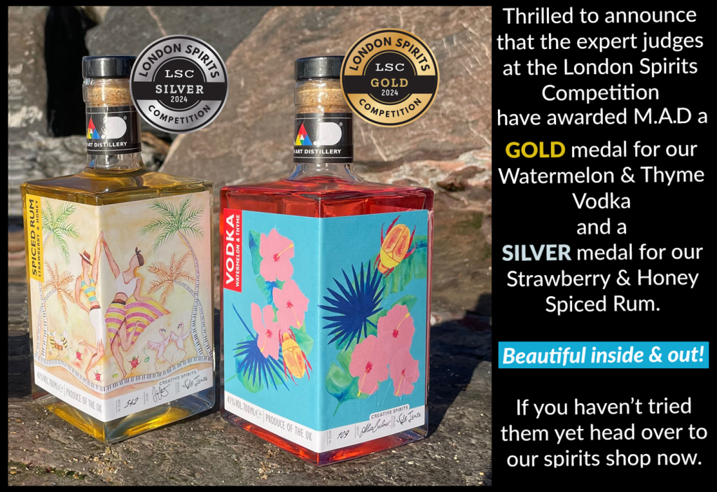 Modern Art Distillery London Spirits Competition Awards Watermelon & Thyme Vodka GOLD medal and Strawberry and Honey Rum SILVER medal
