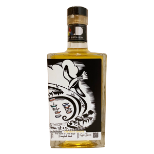 Modern Art Distillery MAD Strawberry & Honey Spiced Rum 70cl with art by Dorset Artist Hugh Dunford Wood linoprint 'The Spirit of Lyme Regis'