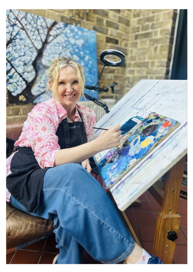 Jill Rosser self-taught watercolour artist from Deal, Kent. Jill's work appears on a limited edition of Modern Art Distillery (M.A.D) spirits 2025.