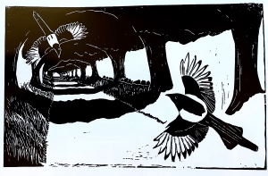Modern Art Distillery (M.A.D) showcasing Caroline Gibson's artwork 'The Morning Walk' a linoprint of Blenheim Palace. This artwork is on M.A.D limited edition bottles 2025