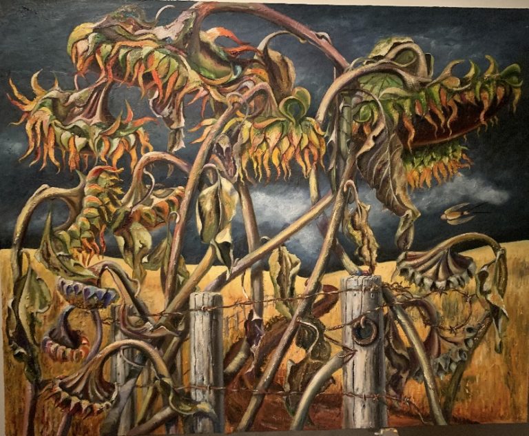 'Sunflowers' painting by Adrian Bushell, Victoria, Canada. Adrian's work 'West Coast Fare' appears on Modern Art Distillery (M.A.D) gin and rum label on a limited edition 2025