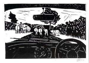 Modern Art Distillery (M.A.D) showcasing Caroline Gibson's artwork 'The Morning Walk' a linoprint of Blenheim Palace. This artwork is on M.A.D limited edition bottles 2025