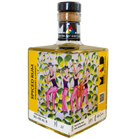 Modern Art Distillery (M.A.D) showcasing John Goldsworthy's watercolour 'Jazz in the Park'. This artwork is on M.A.D limited edition bottles of Strawberry & Honey Spiced Rum 2025