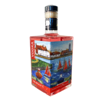 Modern Art Distillery Watermelon & Thyme Vodka. Bottles with artwork from emerging artists. This artwork is by an artist from Warwick, Anya Simmons who painted this lovely, busy scene of Langstone Harbour - strictly speaking it is the Western edge of Chichester Harbour.