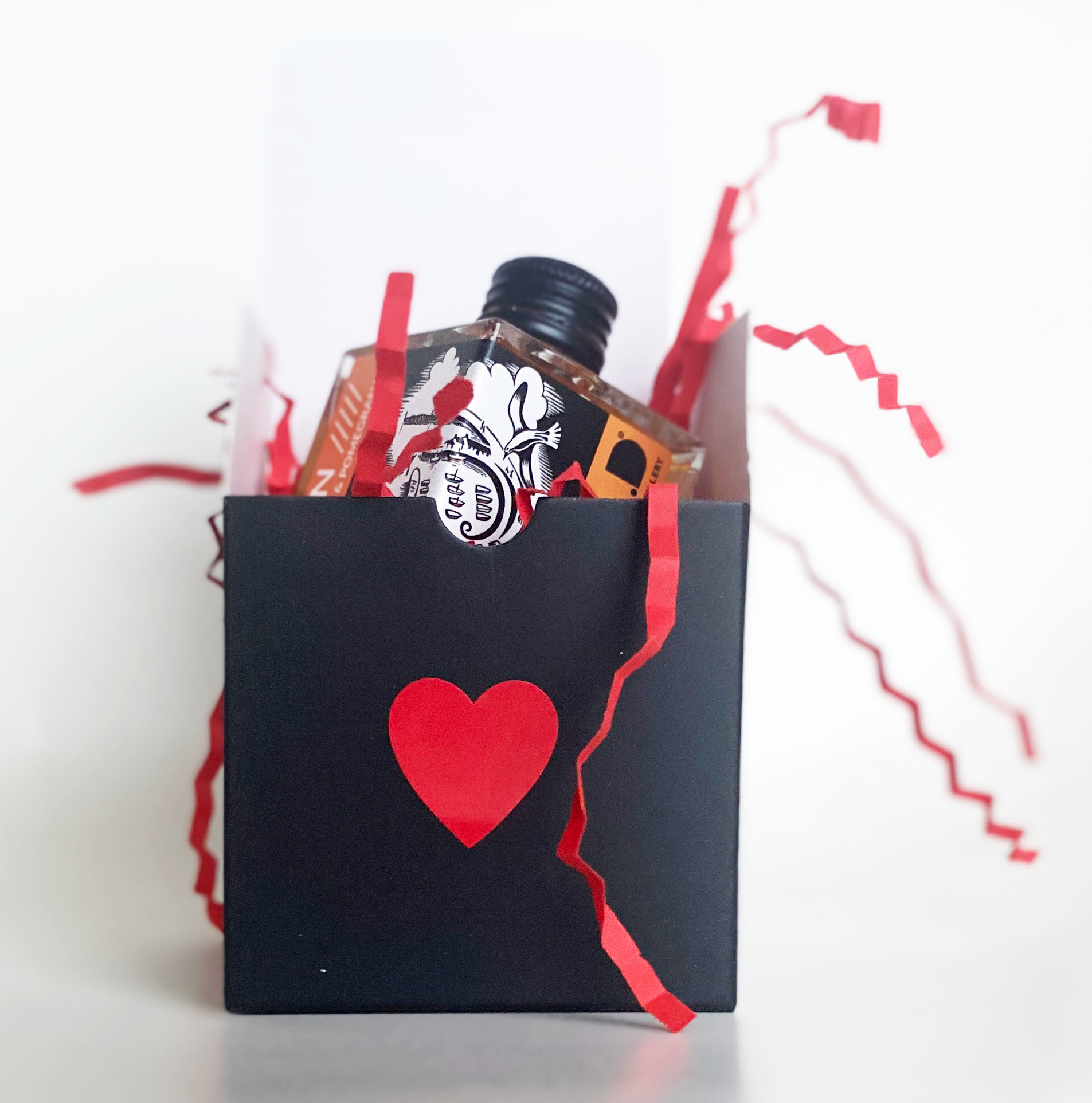 Valentine's Gift - a 5cl bottles of Gin, Rum or Vodka from Modern Art Distillery with art on the bottles